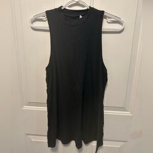 Black Sleeveless Ribbed Mock Neck Top